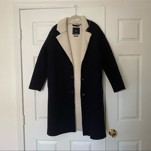 Zara Navy Fleece Lined Coat size Small